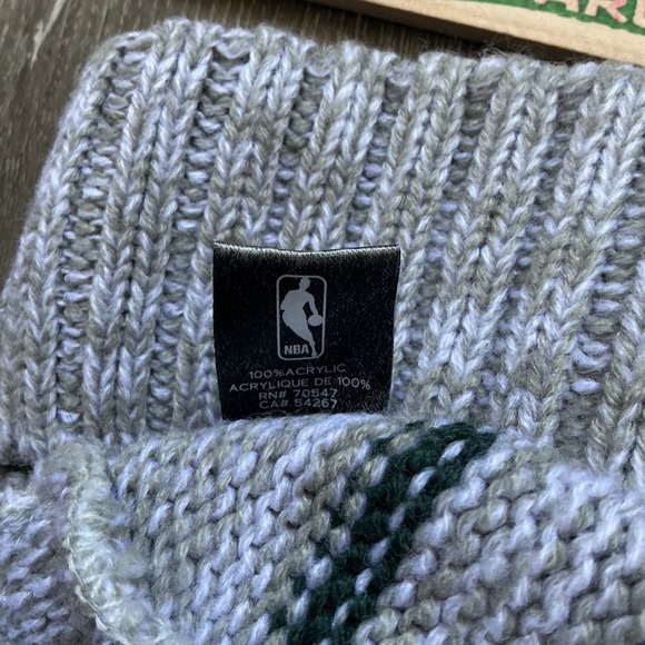 Milwaukee Bucks NBA Knit Beanie Hat Green Gray Tan Stripes One Size - Picture 6 of 7